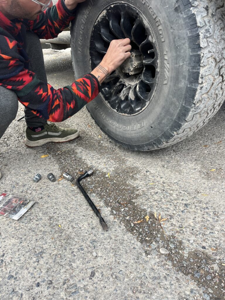 The infamous 80k stretch between Barancas and Chos Malal on Ruta 40 shook off our lug nuts